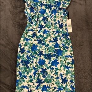 Calvin Klein Floral Blue and Green Dress